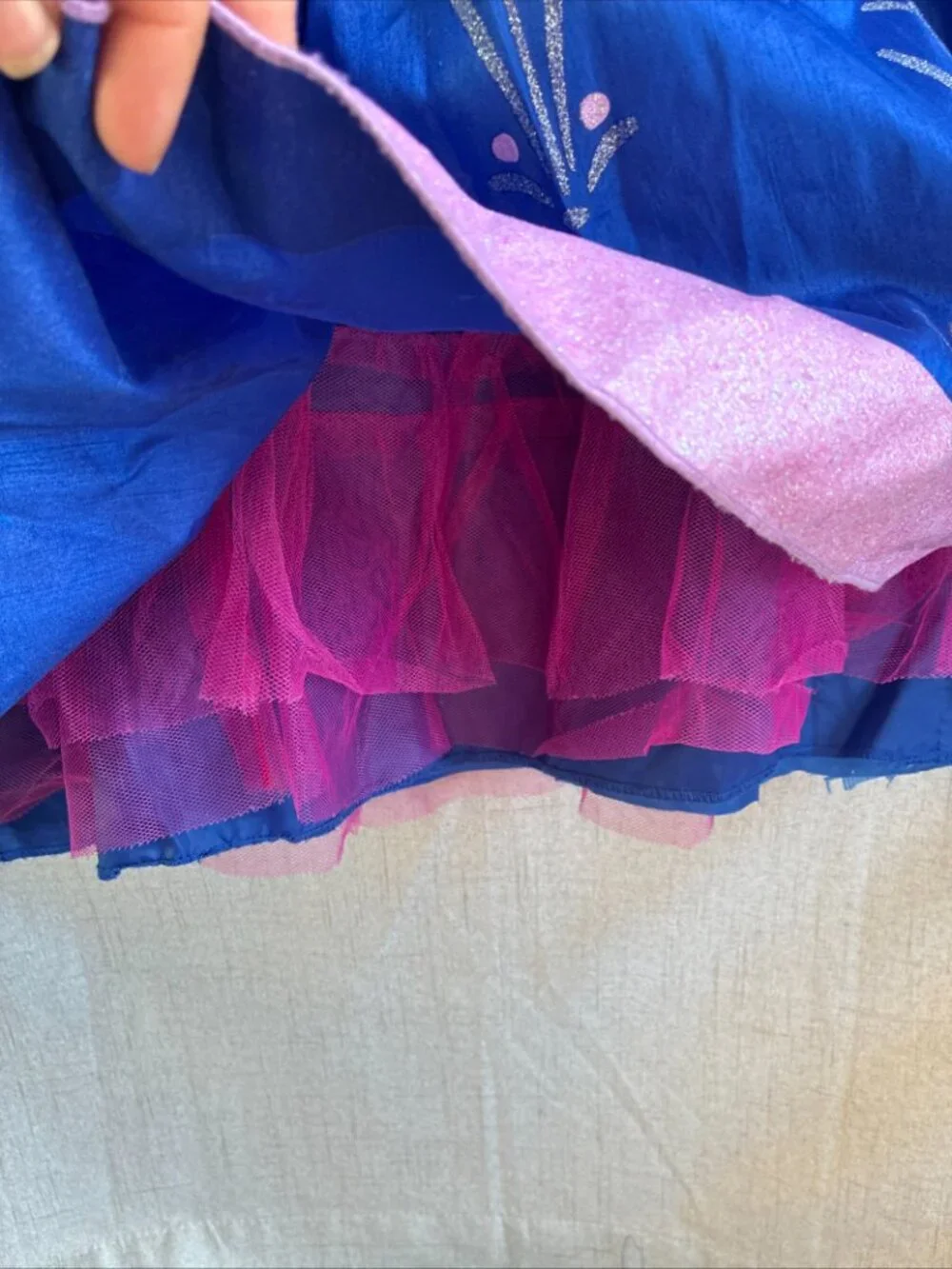 Anna Traveling Costume Frozen Girls Nordic Blue Sequins Pink Tiara 9 10 No Cape